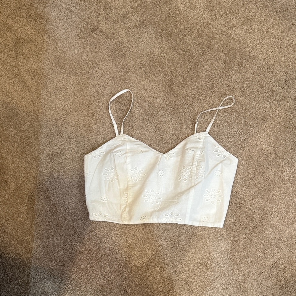 Universal Thread Ivory Camisole with Eyelet Design